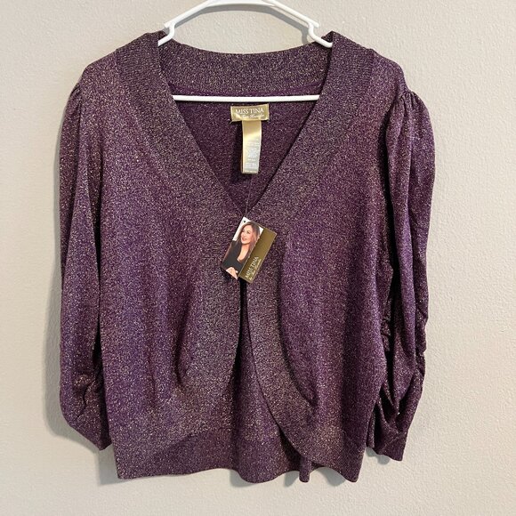 Miss Tina by Tina Knowles Cropped Cardigan - Sz L(12/14) (NWT) - Picture 1 of 10